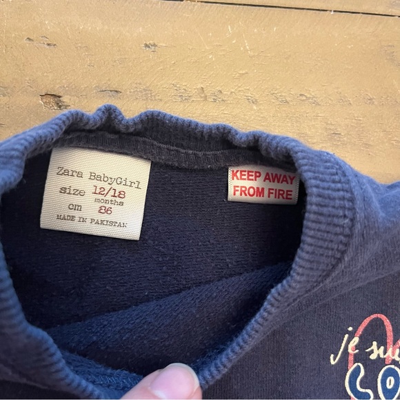 12M Zara blue graphic appliqué crewneck sweater - Picture 5 of 6